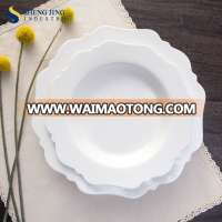 Custom Flower Shape Ceramic Dinner Plates Deep Round Plate For Wedding/ Party/ Theme Restaurant