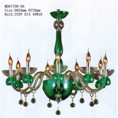 hotsale/wholesale turquoise candle desk design K9 crystal chandeliers 9 lights for hotel/restaurant